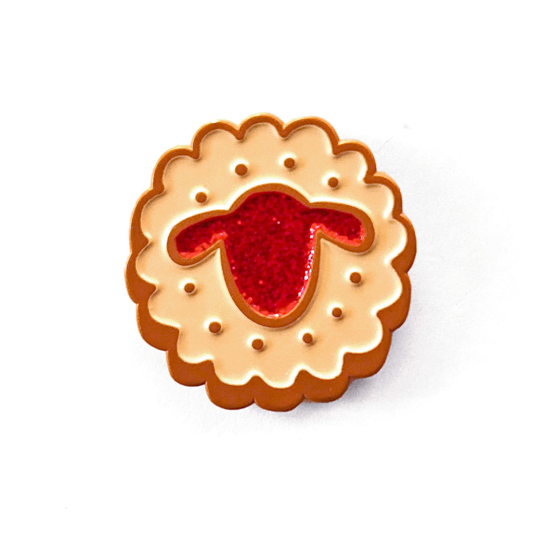 Glitter Sheep Thumbprint Cookie Enamel Pin