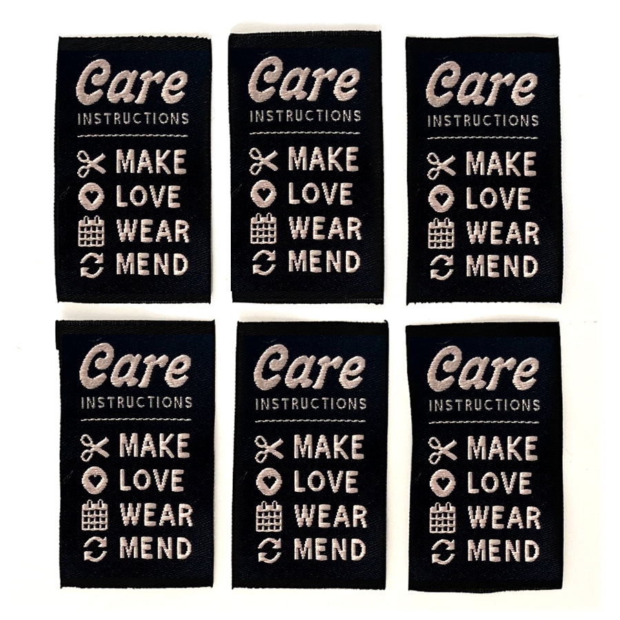 Care Instructions Labels Pack of 6, Black