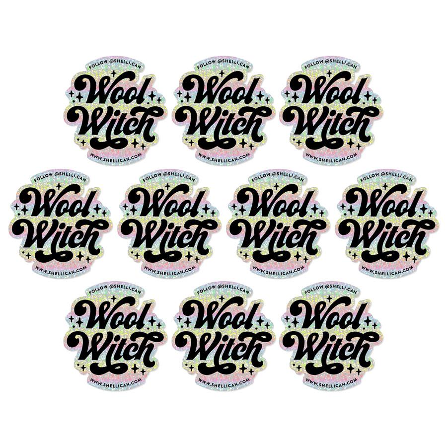 Bundle of 10 Wool Witch Glitter Holo Stickers
